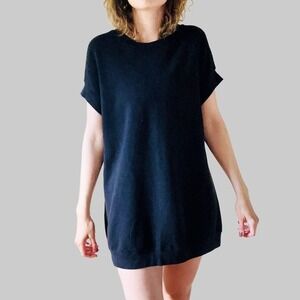AllSaints Cooper Sweat Dress Black Short Sleeve Sweatshirt 8 Mini Athleisure Lux